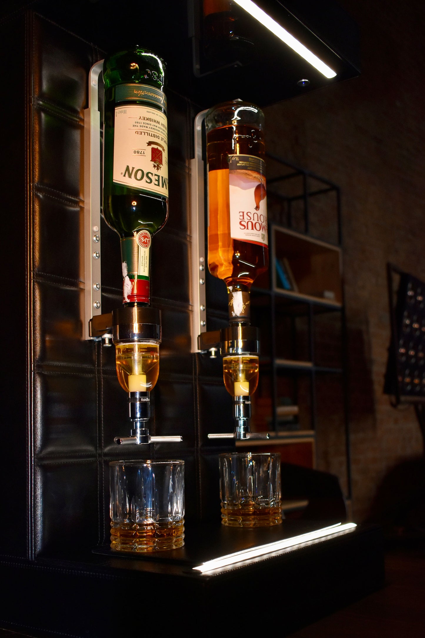 Bar cabinet whisky dispenser